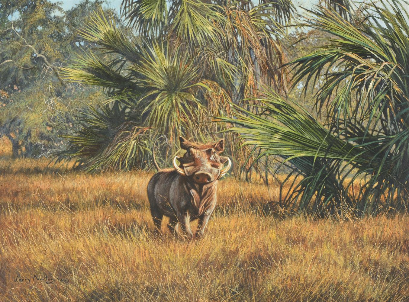 LARRY NORTON (ZIMBABWEAN B. 1963), POSING PIG IN PALMS (WARTHOG)