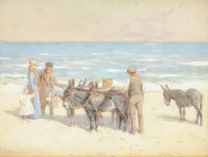 JOHN ATKINSON (BRITISH 1863-1924), THE DONKEY RIDE, AT THE BEACH