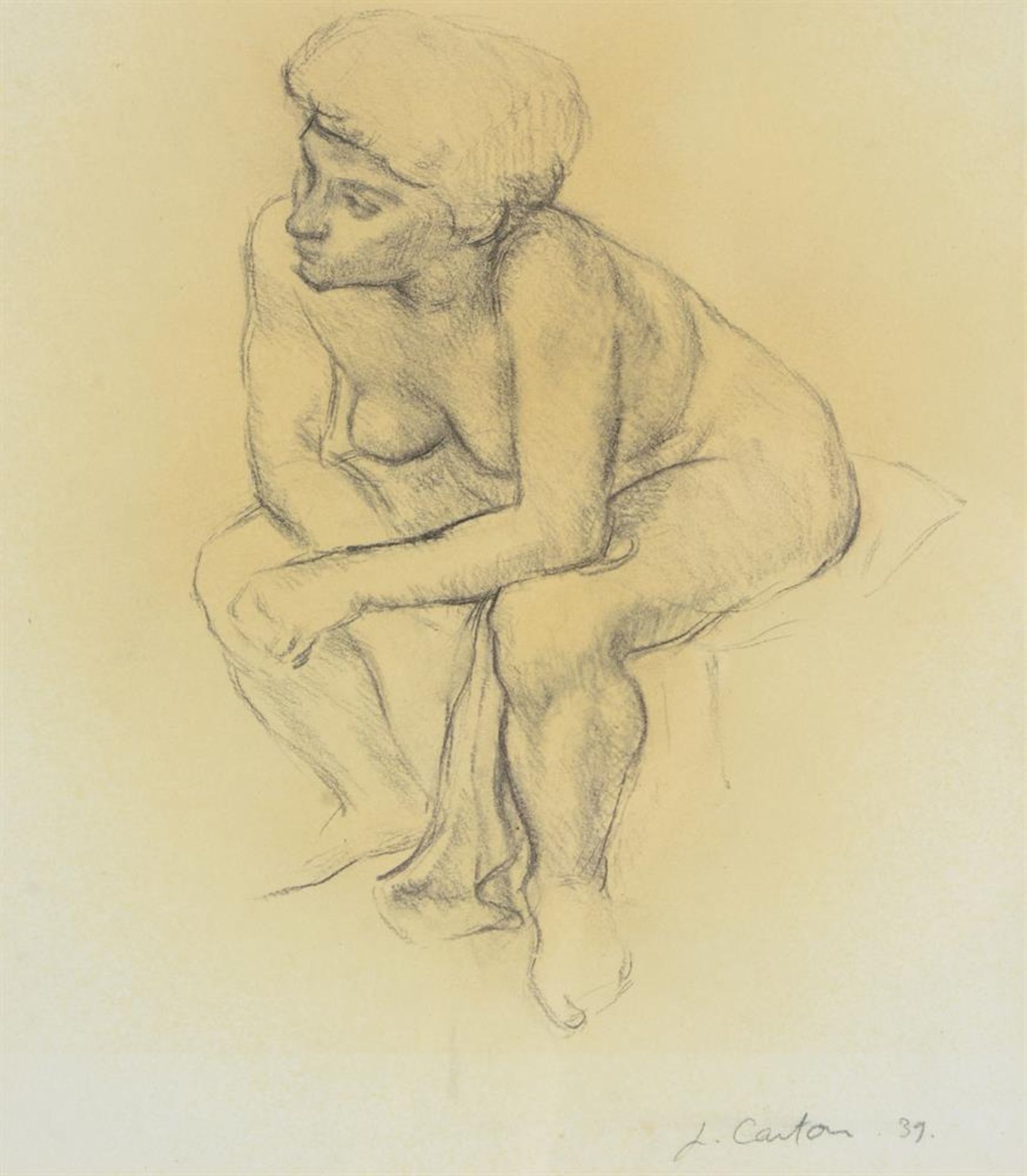 L. CANTON (BRITISH 20TH CENTURY), STUDY OF A SEATED NUDE - Bild 2 aus 8