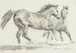 λ RAOUL MILLAIS (BRITISH 1901-1999), TWO HORSES CHARGING