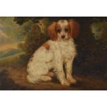 FOLLOWER OF HENRY BERNARD CHALON, SPANIEL, SEATED IN A WOODED LANDSCAPE