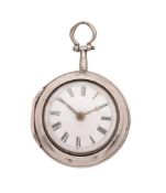 A GEORGE II SILVER PAIR-CASED POCKET WATCH