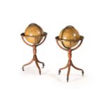 A PAIR OF REGENCY FIFTEEN-INCH LIBRARY GLOBES