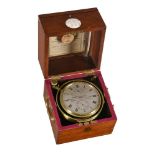 A VICTORIAN MAHOGANY CASED TWO-DAY MARINE CHRONOMETER WITH THERMOMETER