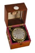 A VICTORIAN MAHOGANY CASED TWO-DAY MARINE CHRONOMETER WITH THERMOMETER