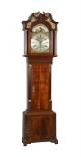 A GEORGE III MAHOGANY EIGHT-DAY QUARTER-CHIMING LONGCASE CLOCK WITH CENTRE SECONDS AND MOONPHASE