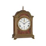 A BRASS MOUNTED MAHOGANY QUARTER-CHIMING CLOCKMAKERS COMPANY COMMEMORATIVE BRACKET CLOCK