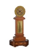 Y A FRENCH CHARLES X INLAID SATINWOOD MANTEL CLOCK WITH THERMOMETER
