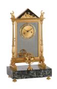 AN UNUSUAL FRENCH EMPIRE STYLE MANTEL CLOCK IN THE FORM OF A CHEVAL MIRROR