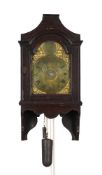 A GEORGE III SCUMBLED PINE HOODED WALL TIMEPIECE WITH ALARM