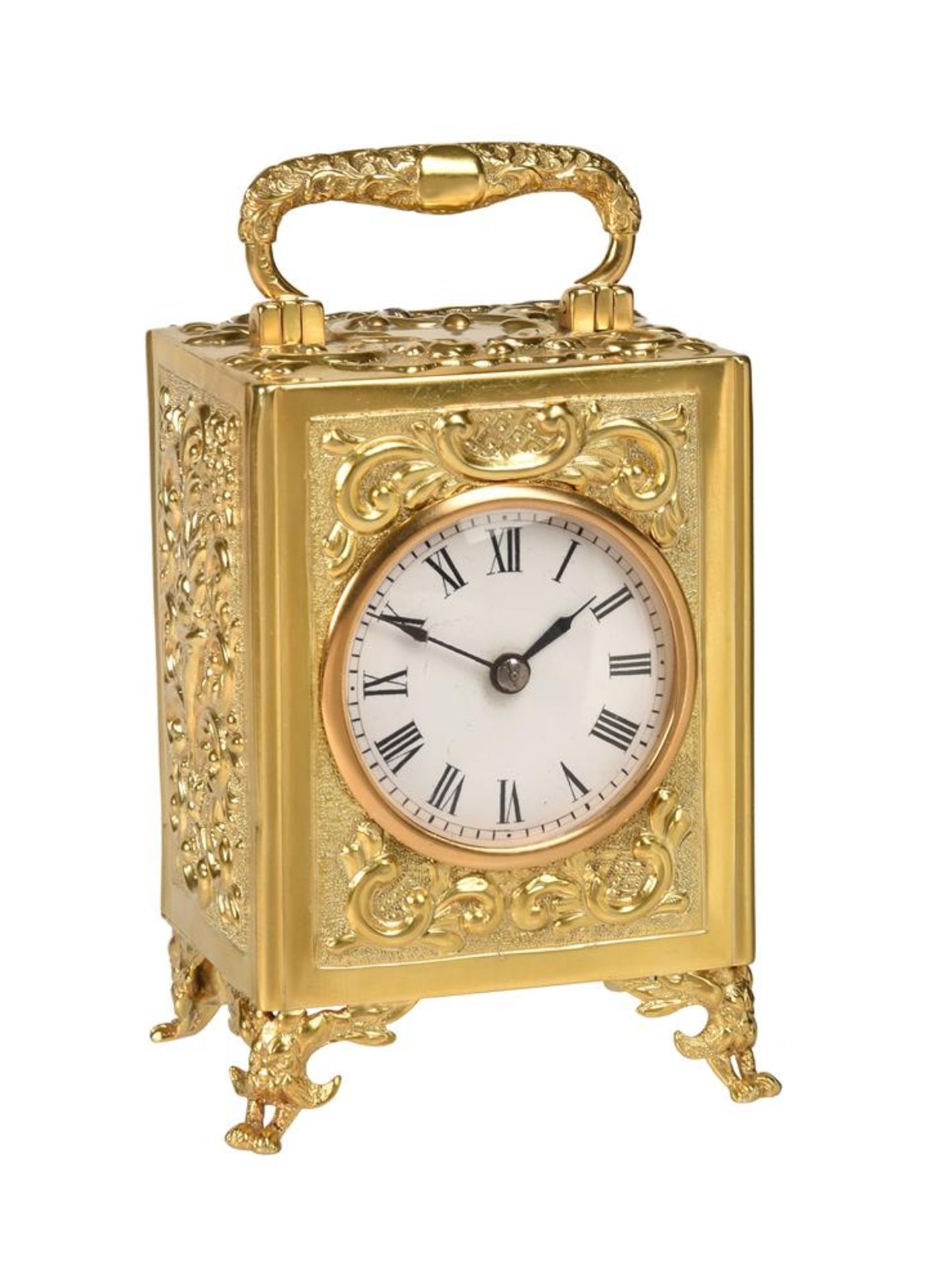 A VICTORIAN SILVER-GILT CARRIAGE CLOCK