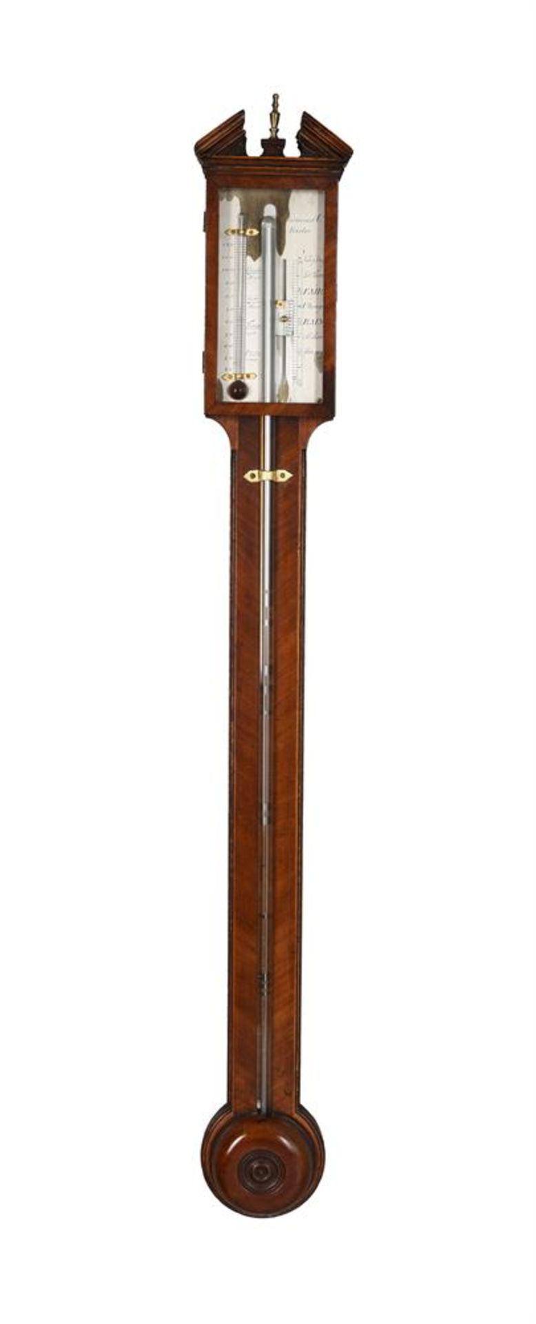 A GEORGE III MAHOGANY MERCURY STICK BAROMETER