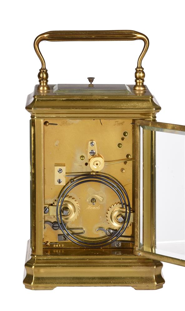 A FRENCH LACQUERED BRASS GIANT CARRIAGE CLOCK WITH PUSH-BUTTON REPEAT - Image 3 of 3