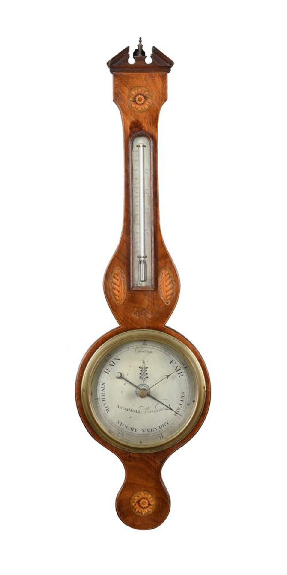 A REGENCY INLAID MAHOGANY MERCURY WHEEL BAROMETER