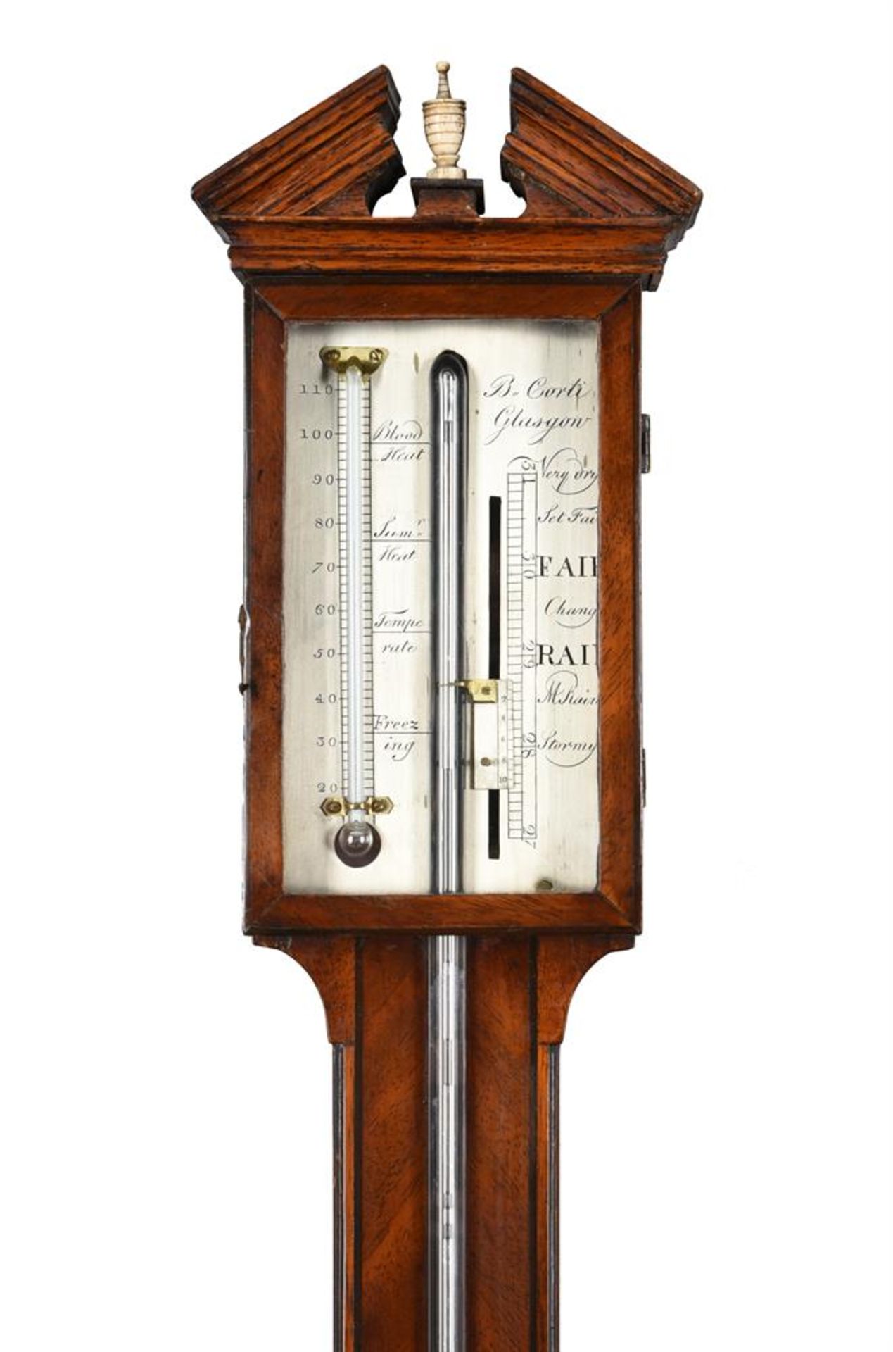 A GEORGE III SCOTTISH MAHOGANY MERCURY STICK BAROMETER - Bild 2 aus 2