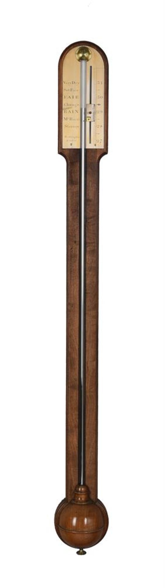 A GEORGE III MAHOGANY MERCURY STICK BAROMETER