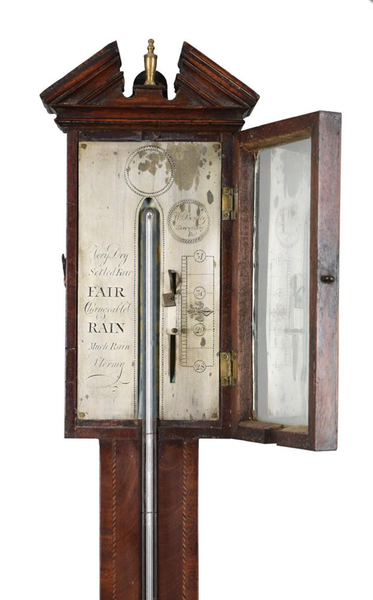 A GEORGE III MAHOGANY MERCURY STICK BAROMETER - Bild 2 aus 2