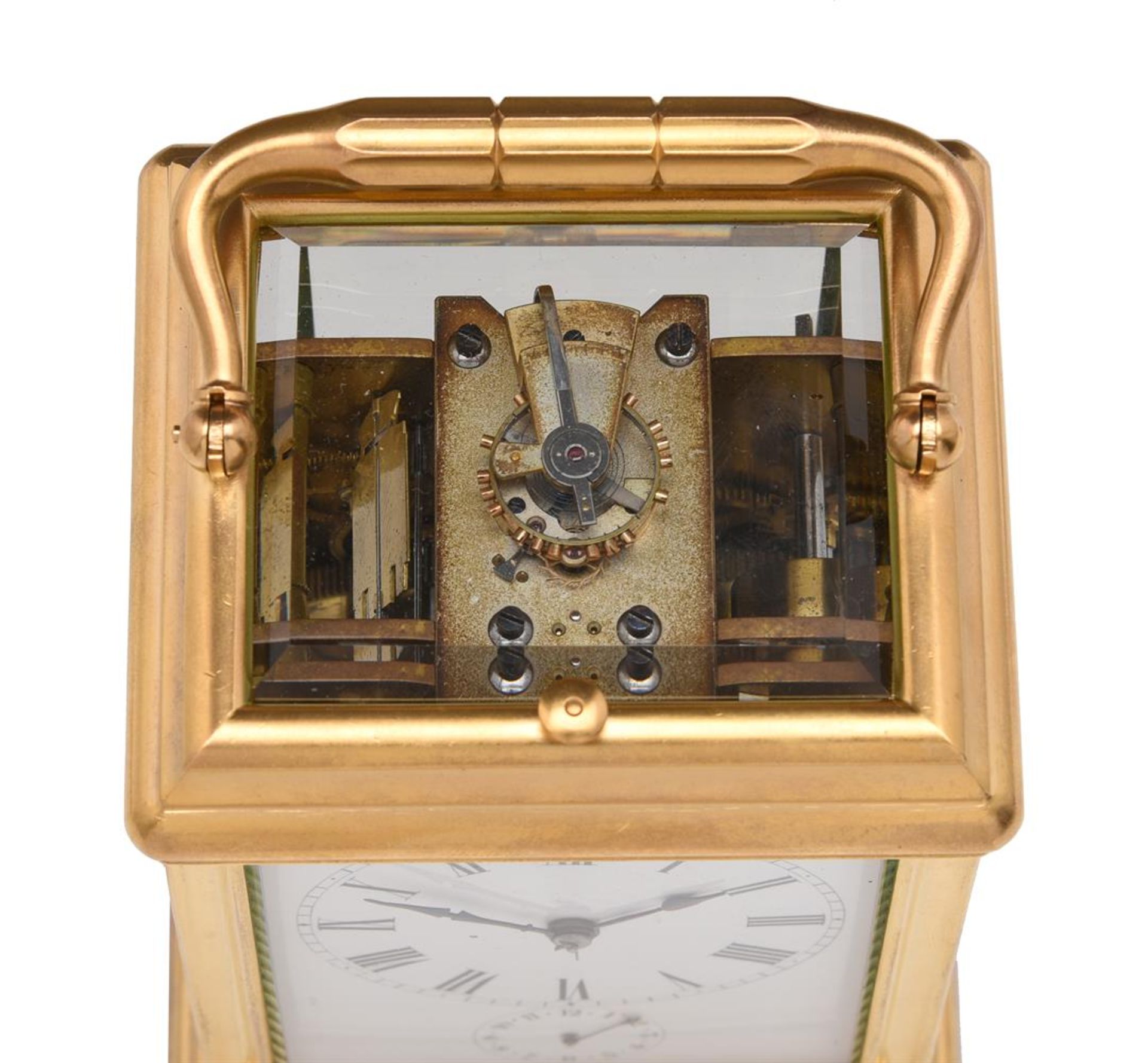 A FINE FRENCH GILT BRASS GRANDE SONNERIE STRIKING CARRIAGE CLOCK WITH ALARM - Bild 2 aus 4