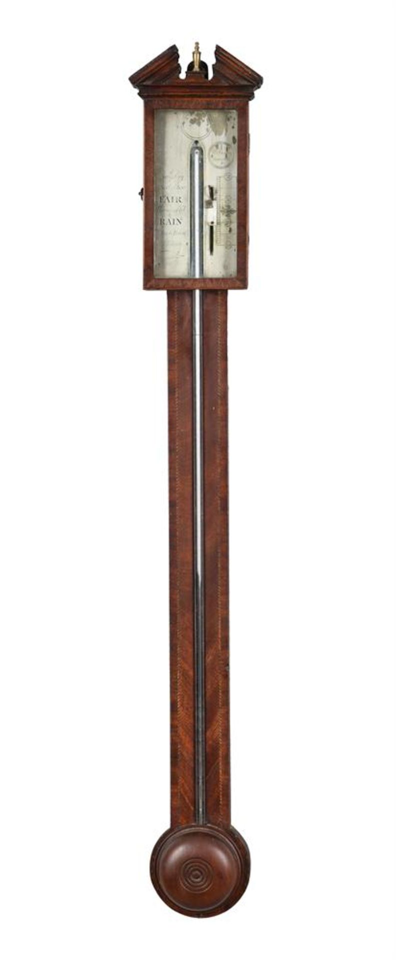 A GEORGE III MAHOGANY MERCURY STICK BAROMETER