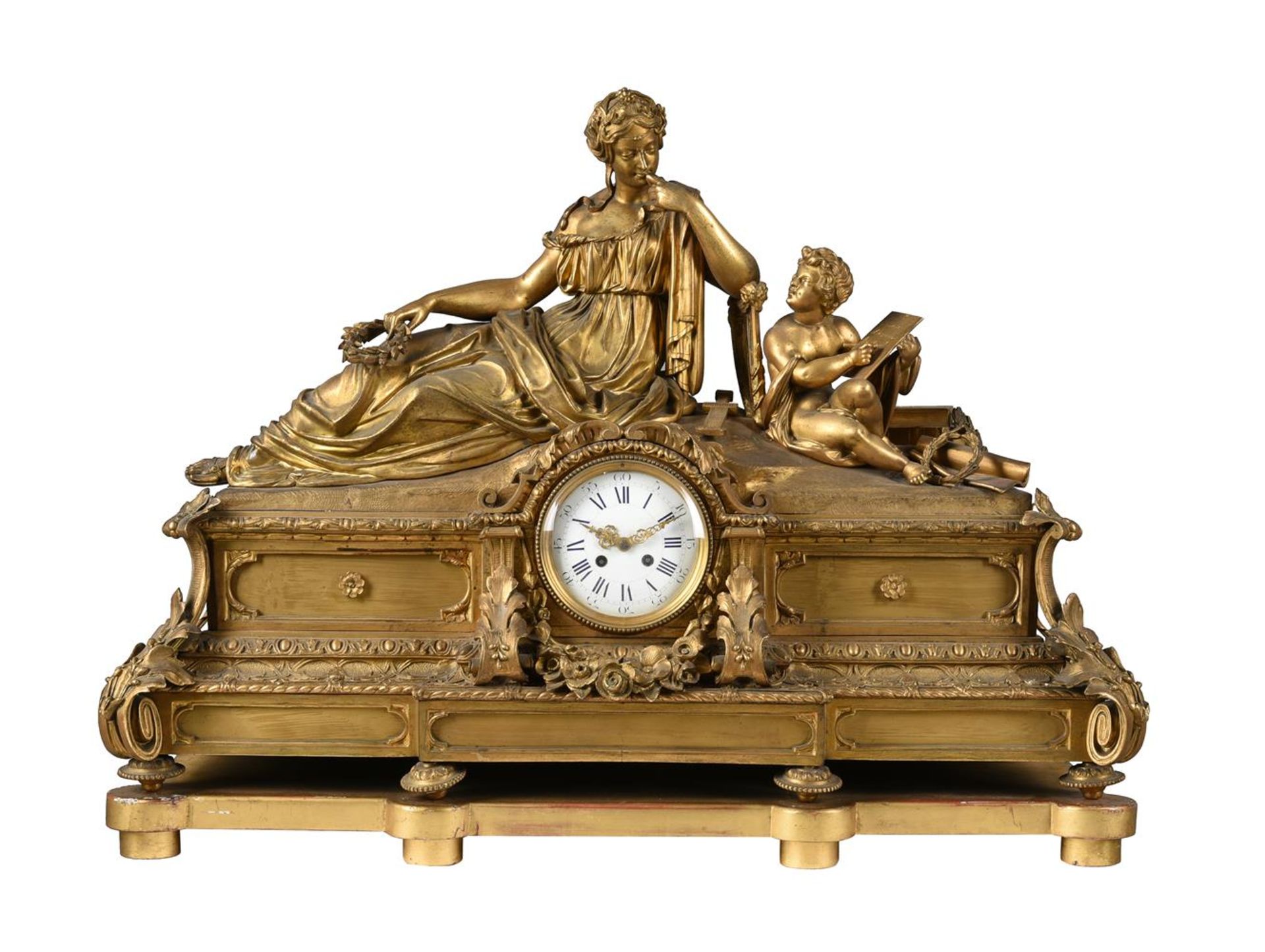 A FRENCH NAPOLEON III ORMOLU FIGURAL MANTEL CLOCK OF IMPRESSIVE PROPORTIONS