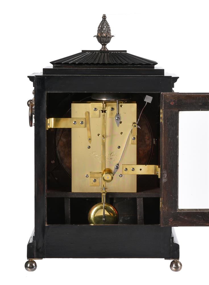 AN EARLY VICTORIAN SILVERED BRASS MOUNTED EBONISED BRACKET CLOCK WITH TRIP-HOUR REPEAT - Image 2 of 3