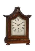 Y A VICTORIAN BRASS INLAID ROSEWOOD SMALL BRACKET TIMEPIECE