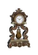 Y A FRENCH EBONISED AND BOULLE-WORK MANTEL CLOCK