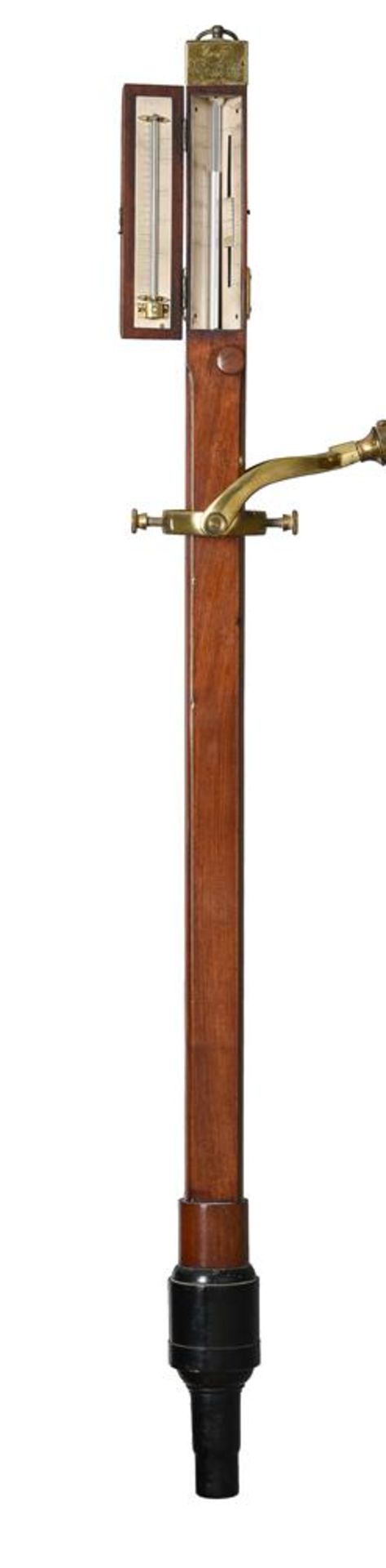 A REGENCY MAHOGANY MERCURY CISTERN-TUBE MARINE STICK BAROMETER