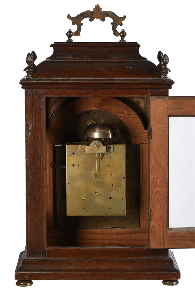 AN AUSTRIAN OAK CASED TABLE CLOCK WITH TRIP-HOUR REPEAT - Image 2 of 2