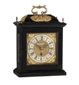 A WILLIAM III BRASS MOUNTED EBONISED TABLE TIMEPIECE