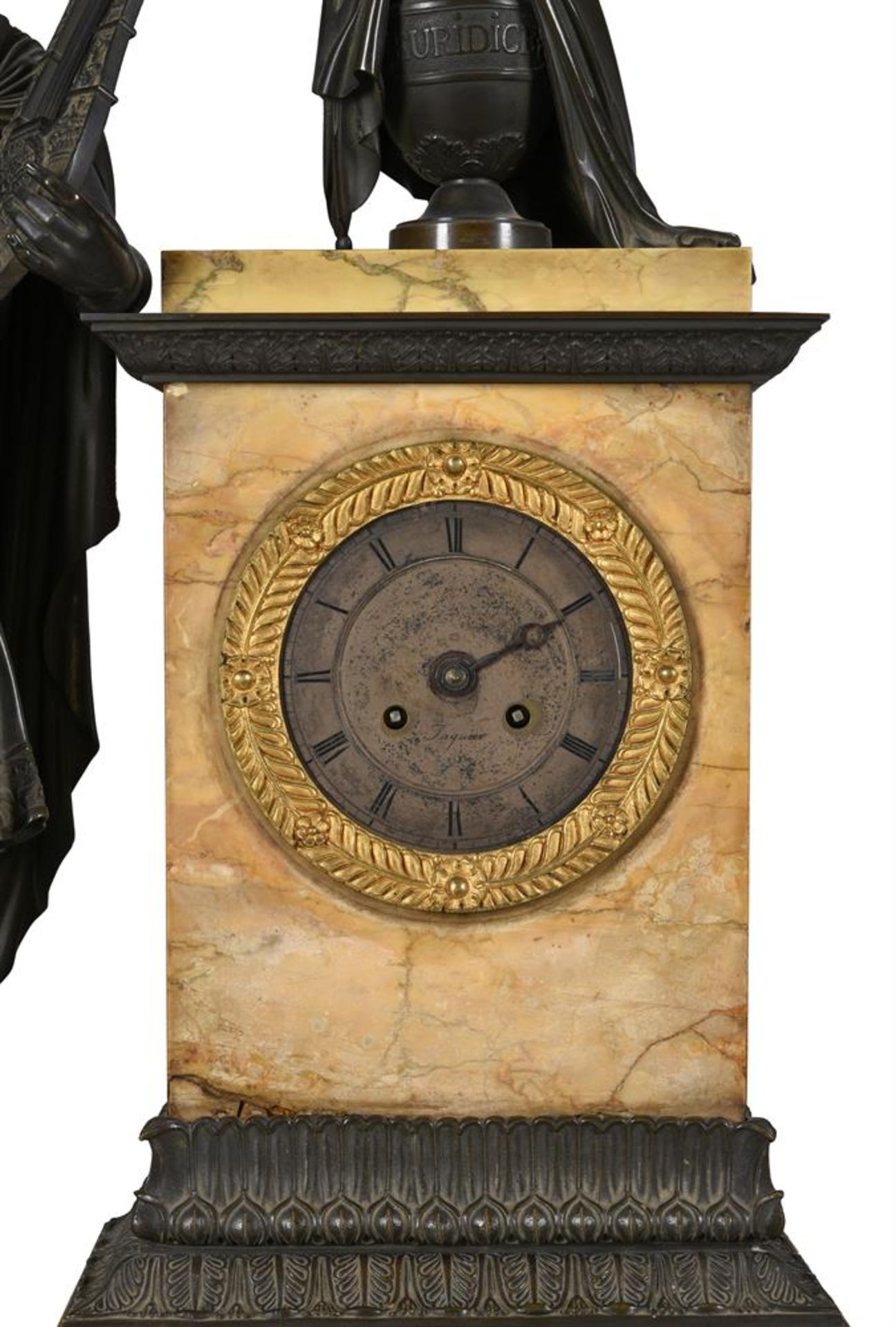A FINE FRENCH EMPIRE BRONZE AND SIENA MARBLE FIGURAL MANTEL CLOCK OF IMPRESSIVE PROPORTIONS - Bild 4 aus 8