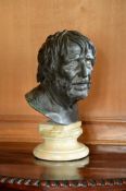 A BRONZE BUST OF SENECA AFTER THE ANTIQUE, IN THE MANNER OF THE SOMMER FOUNDRY, LATE 19TH CENTURY