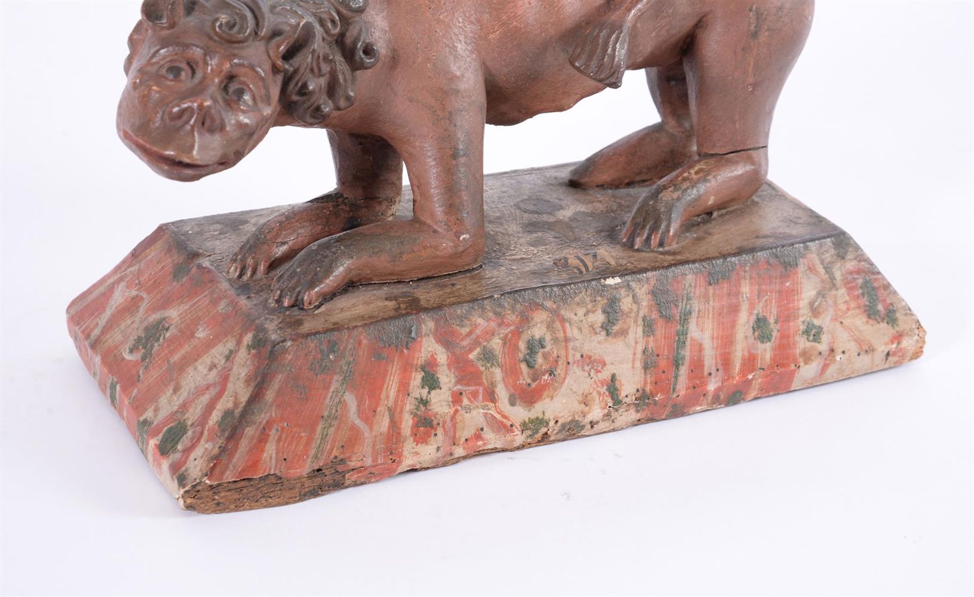 AN UNUSUAL CARVED POLYCHROME FIGURE OF A MYTHOLOGICAL CREATURE, EARLY 17TH CENTURY - Image 2 of 4