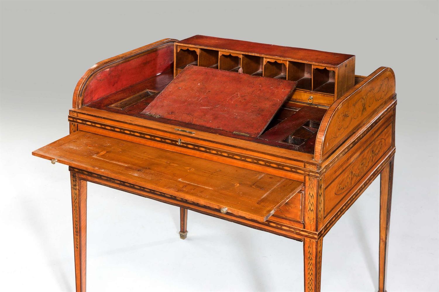 Y A GEORGE III SATINWOOD AND MARQUETRY METAMORPHIC WRITING DESK, CIRCA 1780 - Image 6 of 7