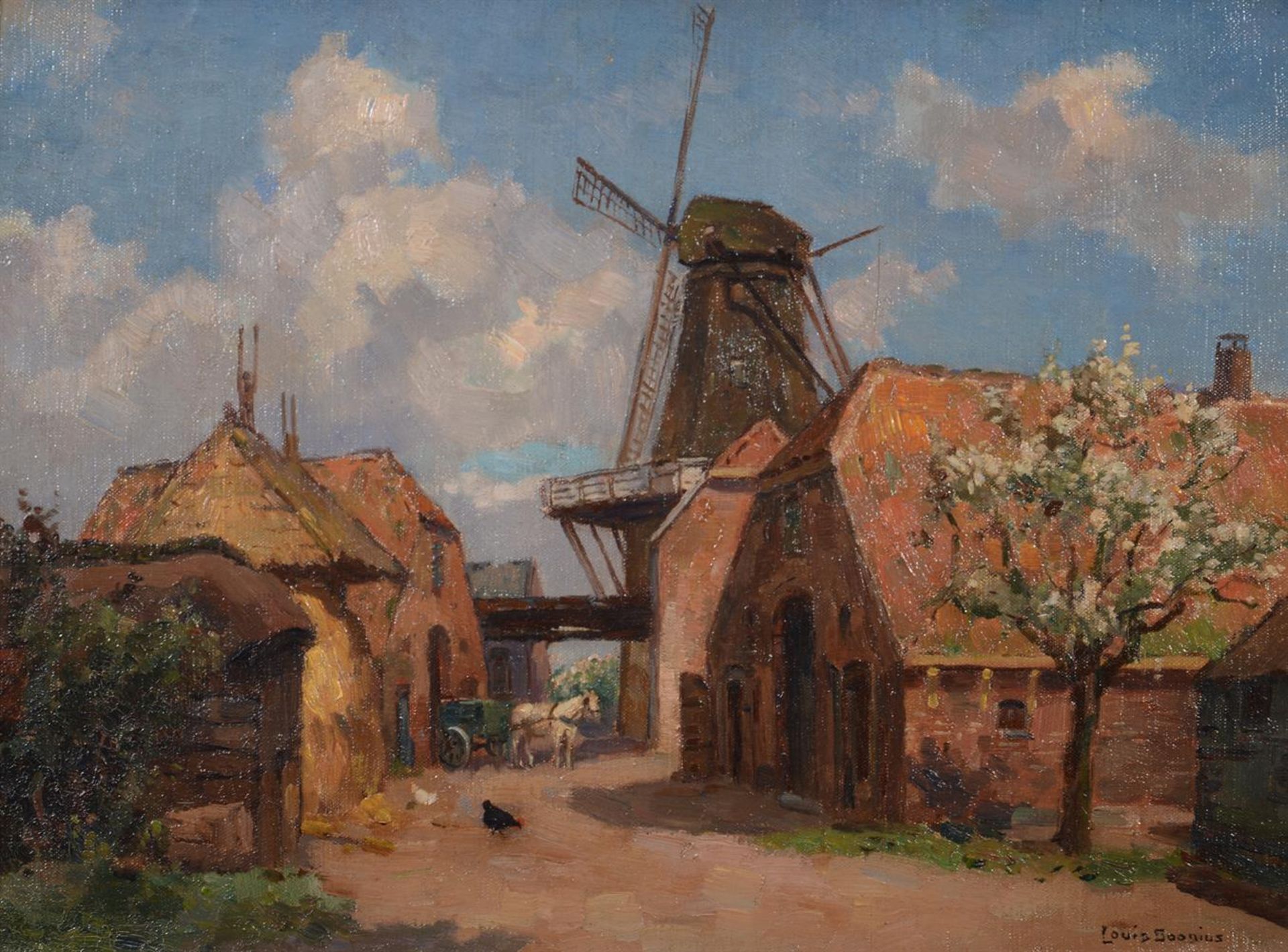 λ LOUIS SOONIUS (DUTCH 1883-1956), A WINDMILL IN A VILLAGE - Bild 2 aus 4