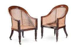 A PAIR OF REGENCY MAHOGANY 'CURRICLE' ARMCHAIRS, ATTRIBUTED TO GILLOWS, CIRCA 1820