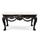 A LARGE CARVED MAHOGANY SIDE OR HALL TABLE, IN IRISH GEORGE II STYLE