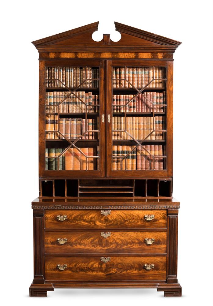 A GEORGE II MAHOGANY SECRÉTAIRE BOOKCASE, IN THE MANNER OF WILLIAM HALLETT