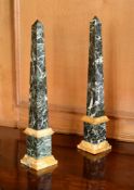 A PAIR OF MARBLE OBELISKS, LATE 19TH CENTURY, PROBABLY ITALIAN