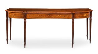 A GEORGE III MAHOGANY AND MARQUETRY SERVING TABLE, IN THE MANNER OF INCE & MAYHEW, CIRCA 1790