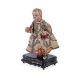 Y A SPANISH COLONIAL CARVED POLYCHROME FIGURE OF THE SEATED CHRIST, 17TH CENTURY