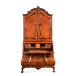 A DUTCH AMBOYNA AND WALNUT BUREAU CABINET, MID 18TH CENTURY