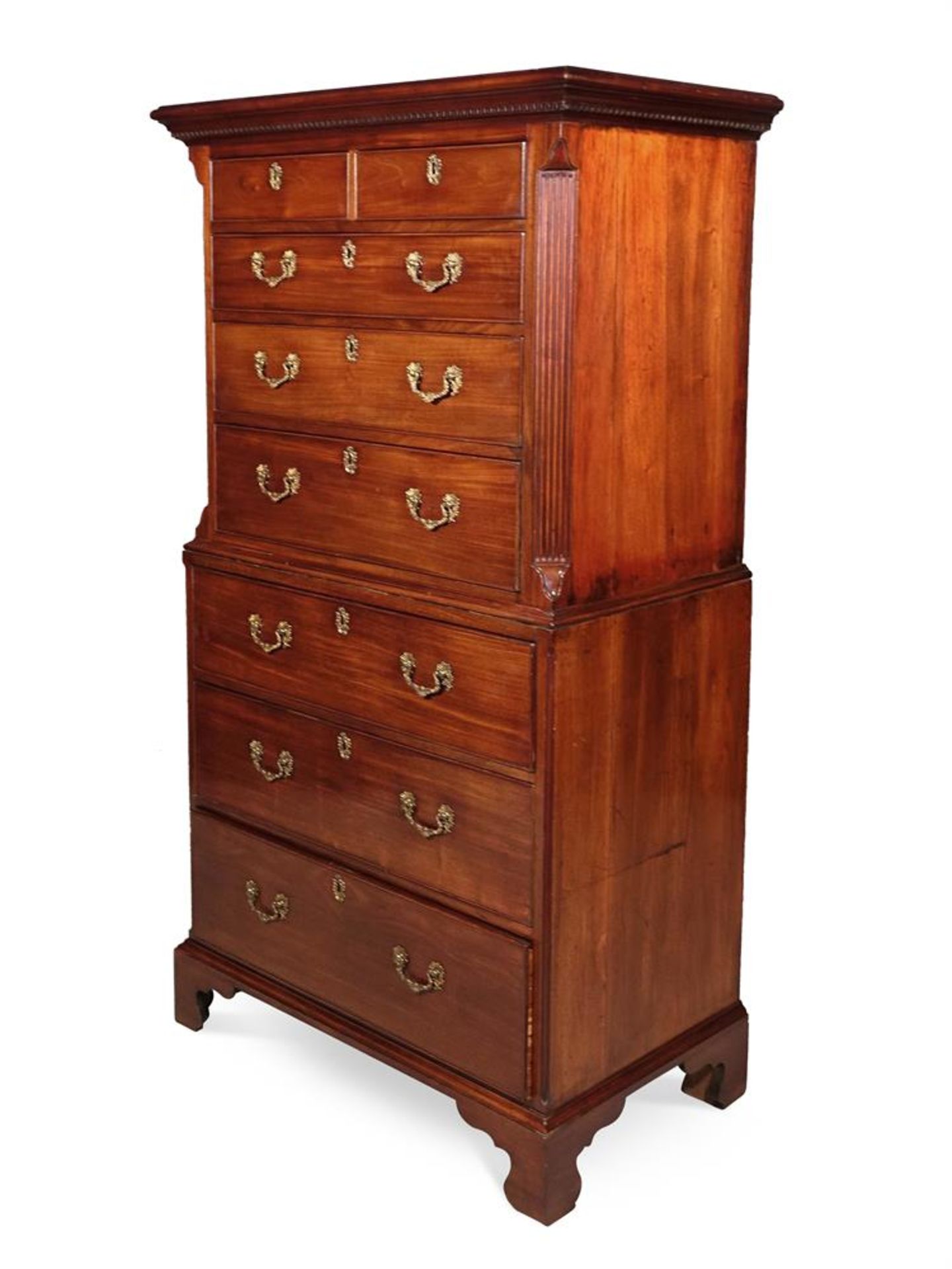 A GEORGE III 'RED WALNUT' CHEST ON CHEST, CIRCA 1775