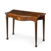 A GEORGE III MAHOGANY SERPENTINE CARD TABLE, IN THE MANNER OF MAYHEW & INCE, CIRCA 1790