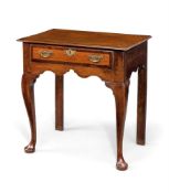 A GEORGE II OAK AND MAHOGANY CROSSBANDED SIDE TABLE, MID 18TH CENTURY