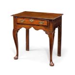 A GEORGE II OAK AND MAHOGANY CROSSBANDED SIDE TABLE, MID 18TH CENTURY