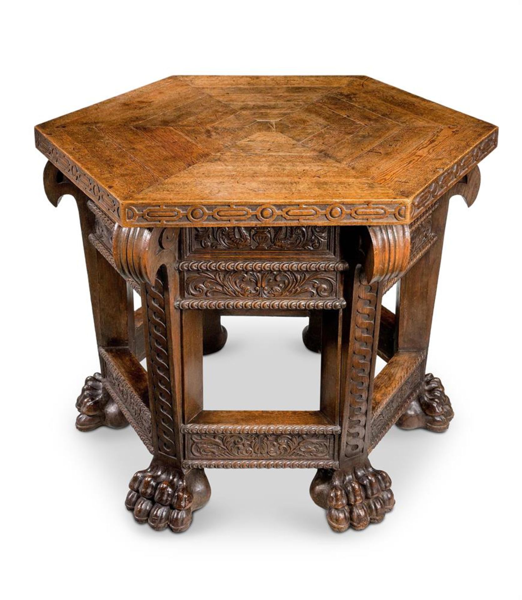 A CARVED OAK CENTRE TABLE, IN 17TH CENTURY STYLE, SECOND HALF 19TH CENTURY - Bild 2 aus 8