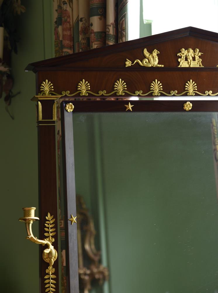 A MAHOGANY AND GILT METAL MOUNTED CHEVAL MIRROR, IN EMPIRE STYLE, 19TH CENTURY - Image 2 of 3