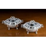 A PAIR OF GEORGE IV SILVER SAUCE TUREENS AND COVERS, ROBERT HENNELL, LONDON 1817