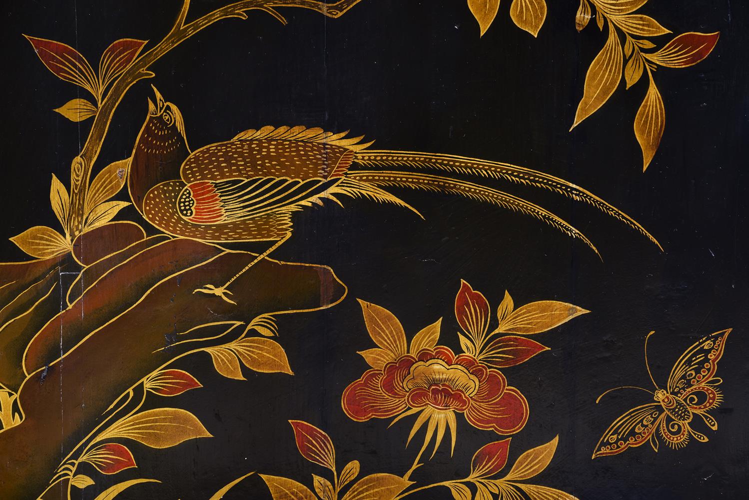 A BLACK LACQUER AND GILT CHINOISERIE DECORATED BUREAU, IN QUEEN ANNE STYLE - Image 10 of 10